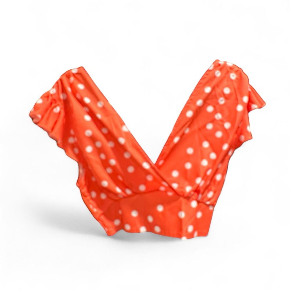 Bright orange and white polkadotted sundress set